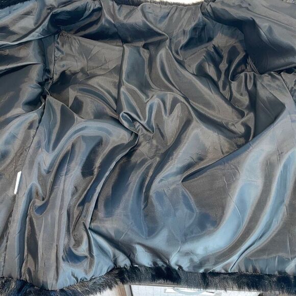 Faux Fur Jacket Hook Eye Front‎ Long Sleeve Lined Black Size XXL - Picture 4 of 8